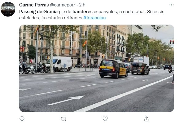 TUIT banderas españolas paseo gracia