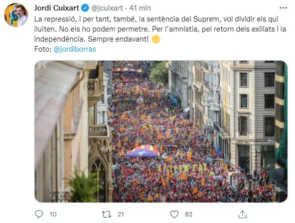 TUIT Jordi Cuixart sentencia juicio proces TUIT Jordi Cuixart sentencia juicio proces