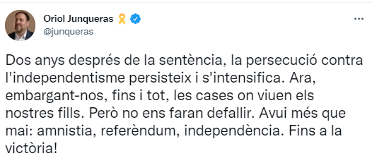 tuit junqueras sentencia tuit junqueras sentencia
