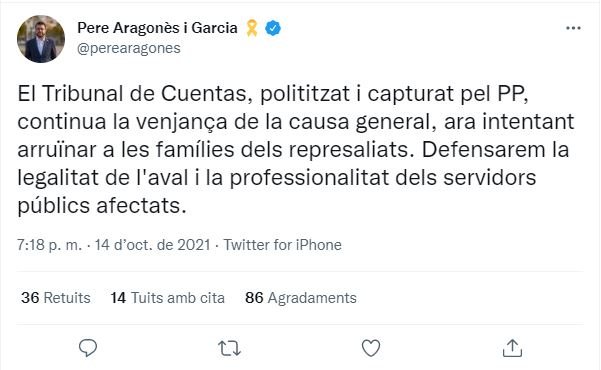 TUIT president pere aragonès decisión tribunal de cuentas
