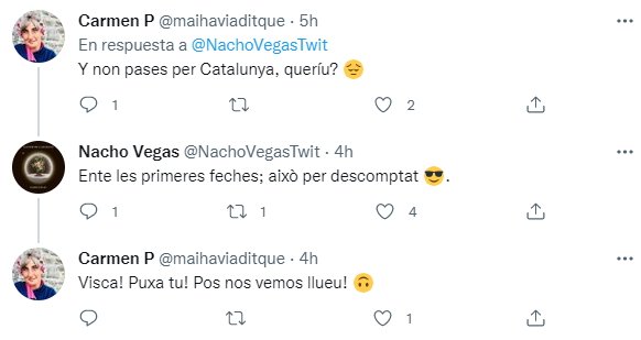 respuesta en catalán de Nacho Vegas Twitter