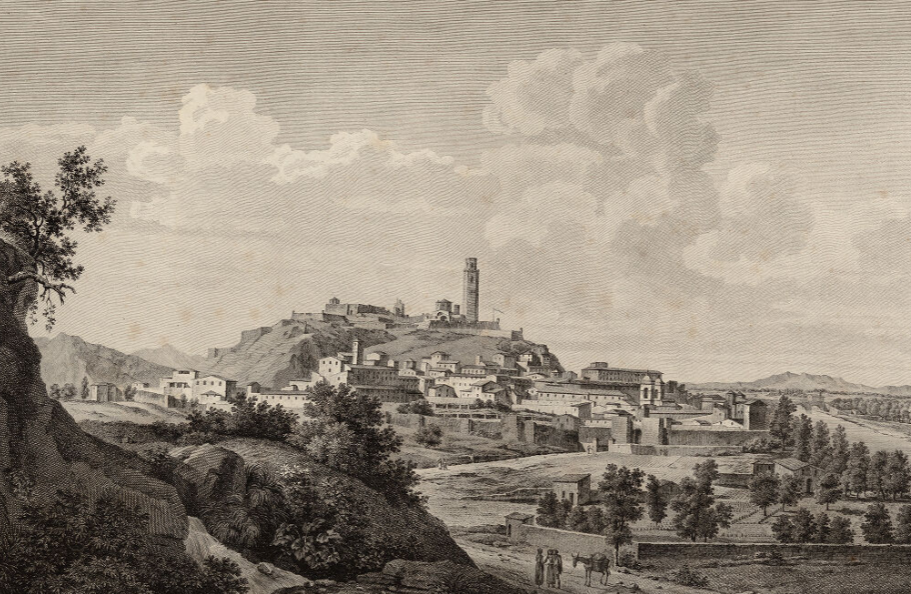 Grabado de Lleida (principios del siglo XIX). Fuente Cartoteca de Catalunya