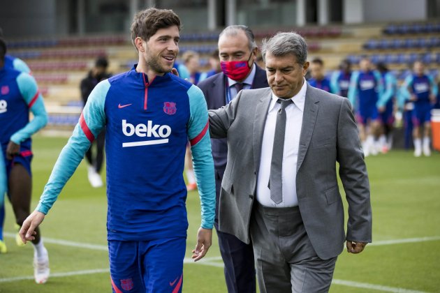 Laporta Sergi Roberto entrenamiento Barca FC Barcelona