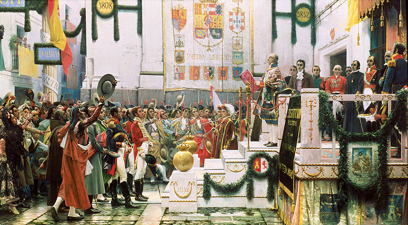 Representació moderna de les Corts de Càdis. Promulgació de la Constitució (1812). Font Wikimedia Commons