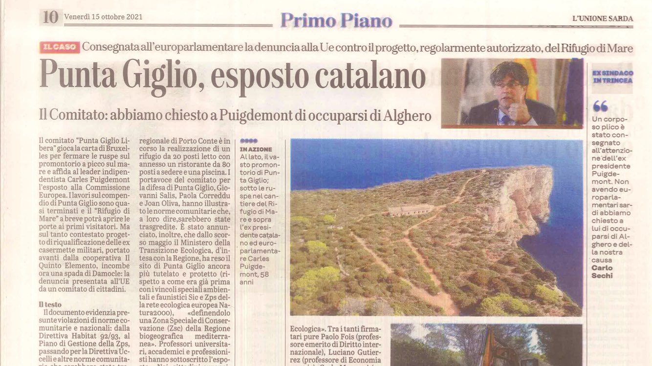 Noticia Punta di Giglio Puigdemont UE Noticia Punta di Giglio Puigdemont UE