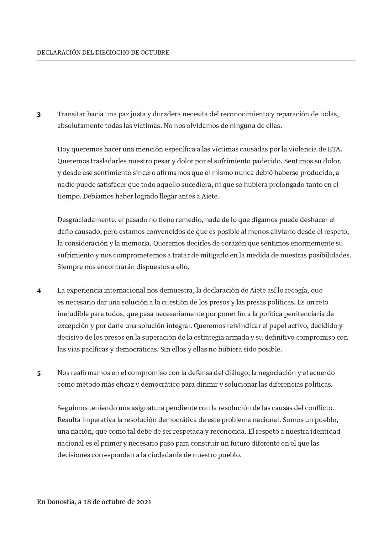 Declaracion 2 EH Bildu 10 años ETA