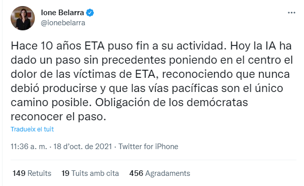 ione belarra tuit eta