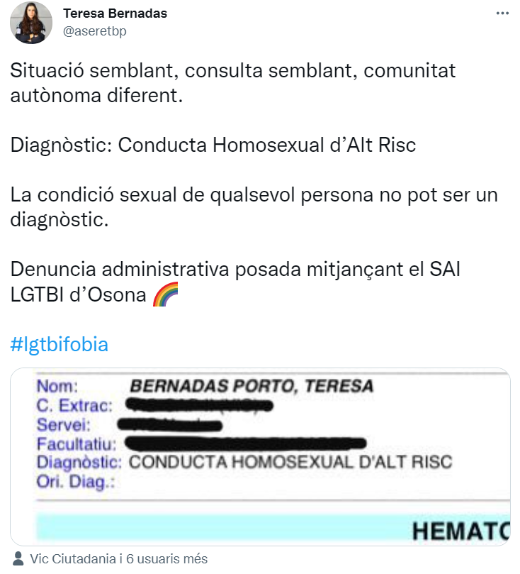 Denuncien un CAP per diagnosticar "conducta homosexual d'alt risc"