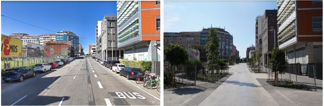 comparativa eje verde calle almogavers ajbcn