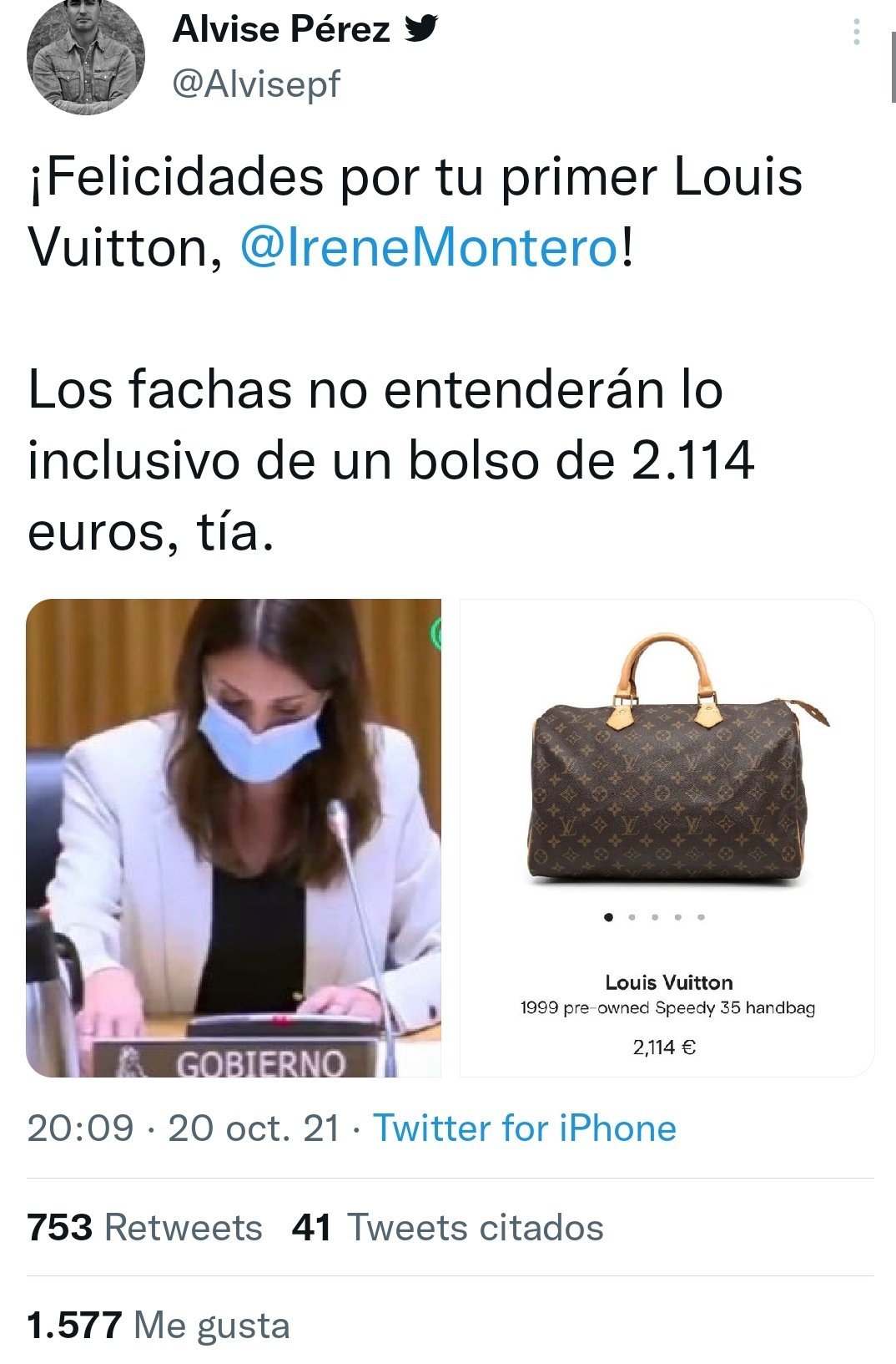 tuit alavise perez irene montero