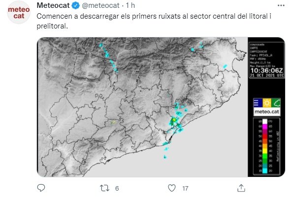 tiempo lluvia meteocat 21 octubre