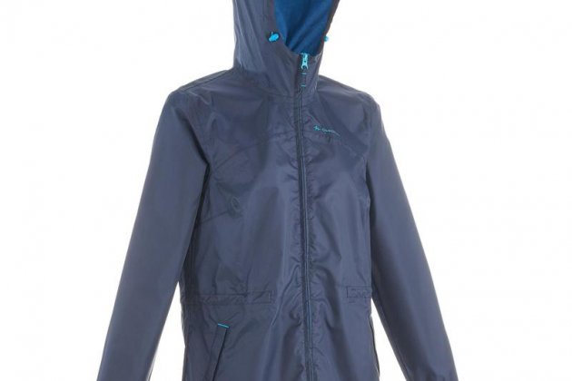 chaqueta impermeable de montana y trekking quechua nh100 de mujer azul