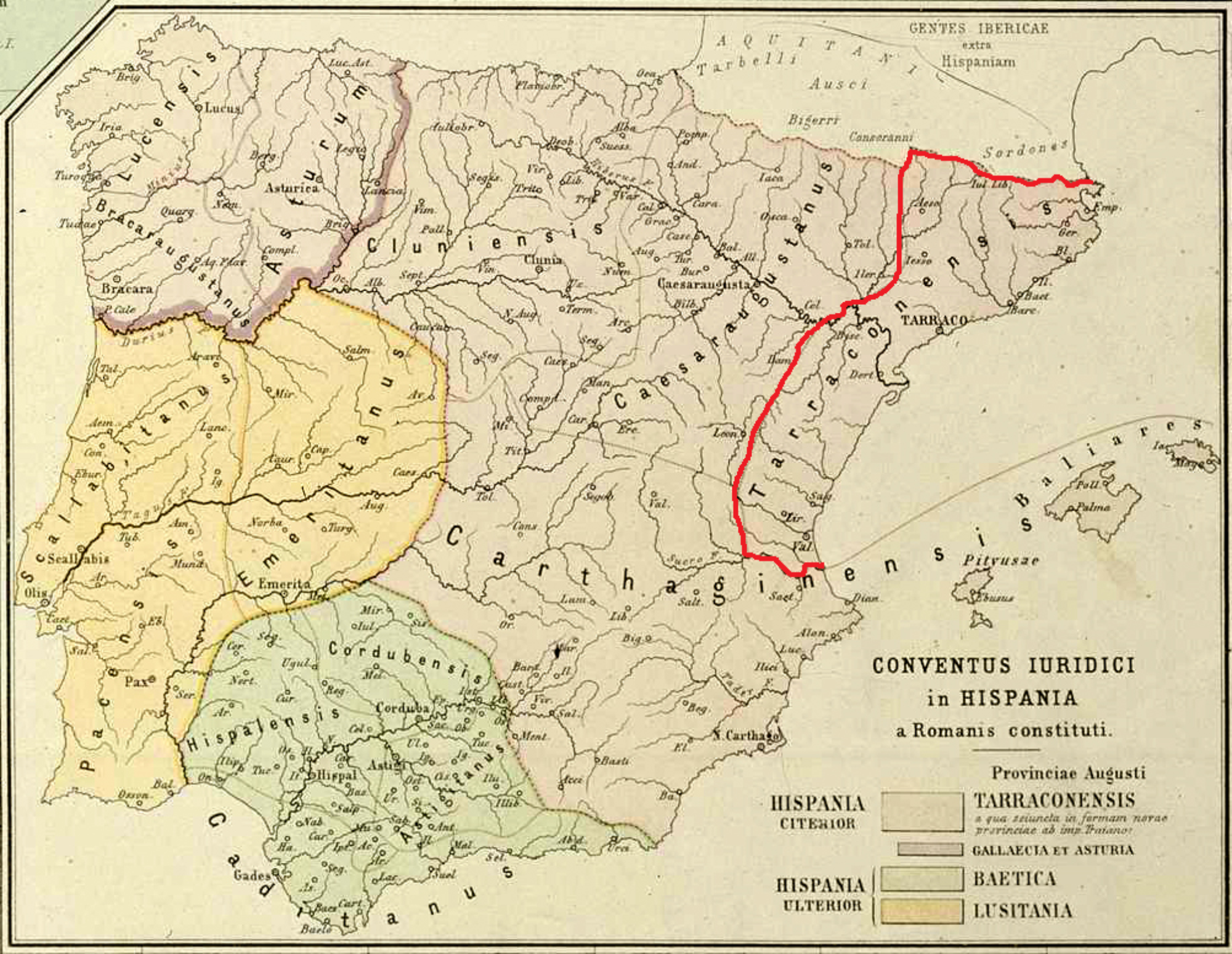 Mapa del Conventus Tarraconense (segles I a VIII). Font Universitat de Berlin