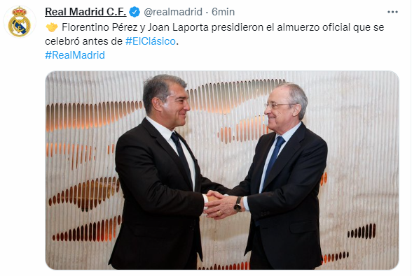 TUIT Laporta Florentino @realmadrid
