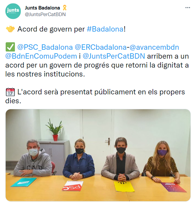Junts Badalona moción censura Albiol