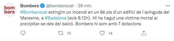 TUIT Bombers incendi Badalona