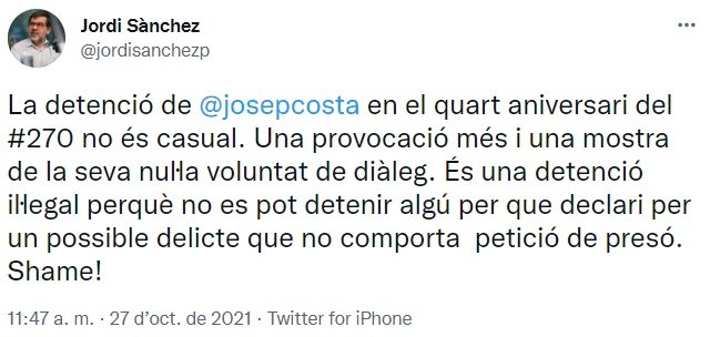 TUIT Jordi Sànchez Josep Costa