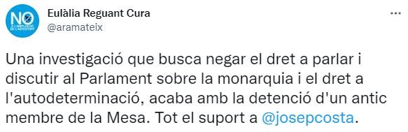 TUIT Eulàlia Reguant detención Josep Costa TUIT Eulàlia Reguant detención Josep Costa