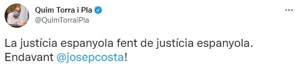 TUIT Quim Torra detención Josep Costa TUIT Quim Torra detención Josep Costa