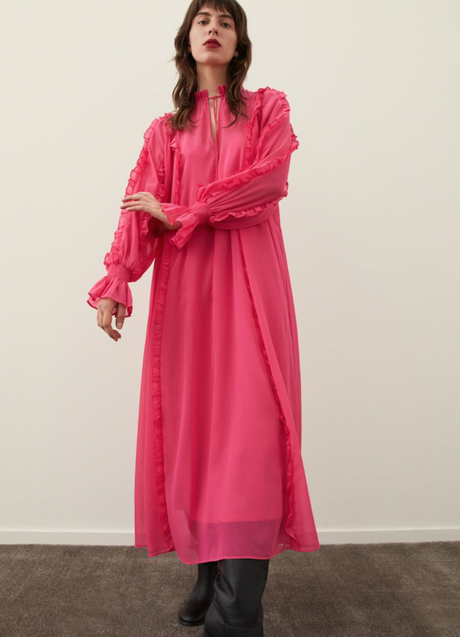 vestit midi rosa gasa 