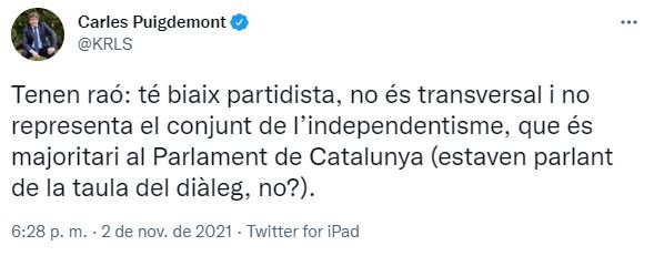 TUIT Carles Puigdemont Consell per la República