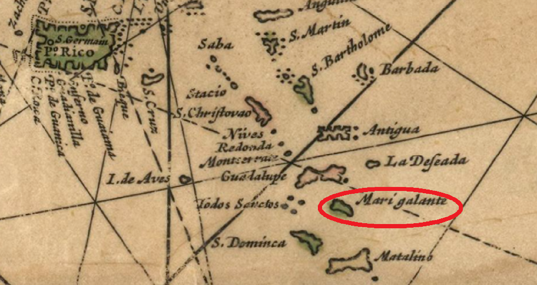 Colón desembarca en la isla Marigalante, primera tierra del segundo viaje