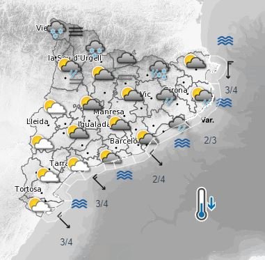 Predicción Meteocat 3 noviembre Predicción Meteocat 3 noviembre