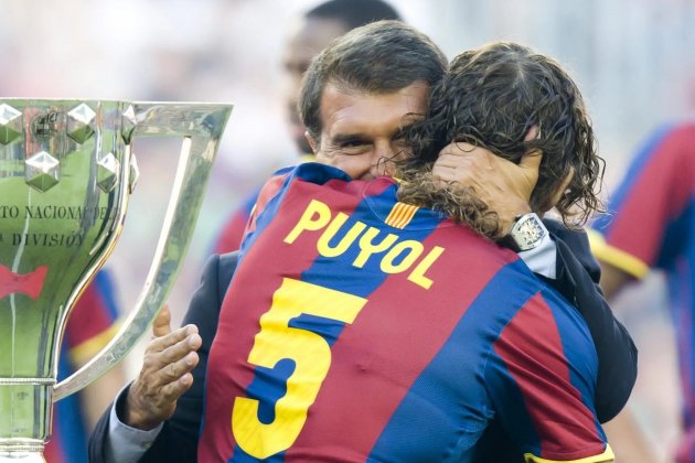 Joan Laporta Carles Puyol Barca FC Barcelona