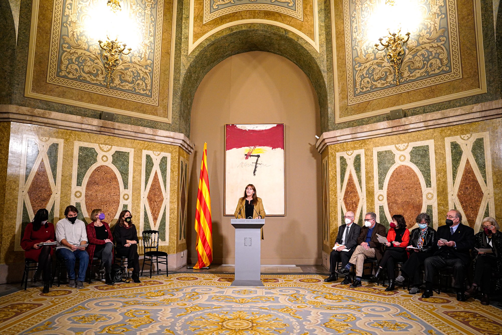 La presidenta del Parlament, Laura Borràs, conmemorando 50 aniversario Assemblea Catalunya - Pau de la Calle