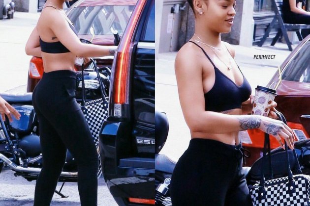 Rihanna saliendo del gimnasio