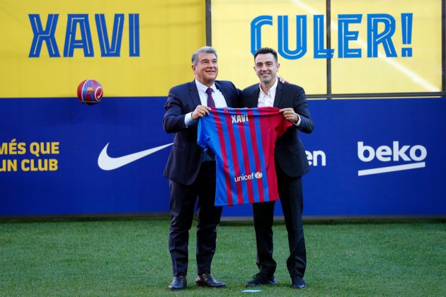 Presentación Xavi Hernández en el Camp Nou, Joan Laporta - Efe