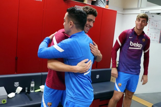 Xavi Hernandez Sergi Roberto entrenamiento FC Barcelona
