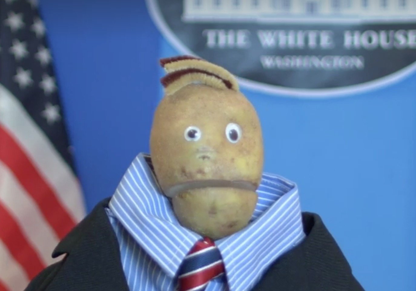Substitueixen el portaveu de la Casa Blanca per una patata parlant
