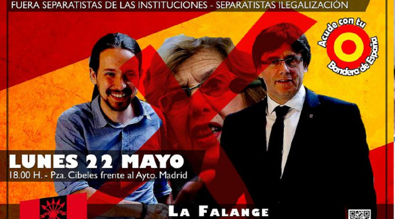 La Falange se manifestará contra Puigdemont el día de su conferencia en Madrid