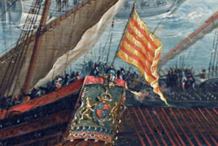 Castillo de popa|pope de la nave inglesa Rainbow, a la batalla de Dover (1588) contra la Armada Invencible hispànica. Font Rijkmuseum. Amsterdam