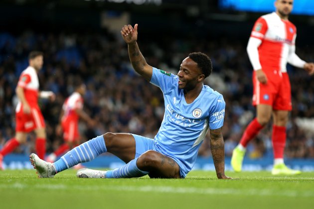 Raheem Sterling suelo Manchester City Europa Press Raheem Sterling suelo Manchester City Europa Press
