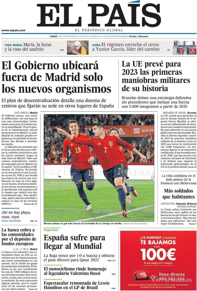EL PAIS 15 noviembre EL PAIS 15 noviembre