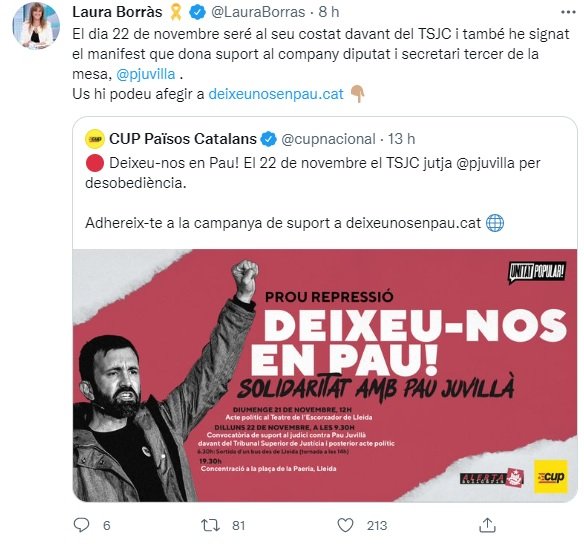 TUIT Laura Borràs Pau Juvillà