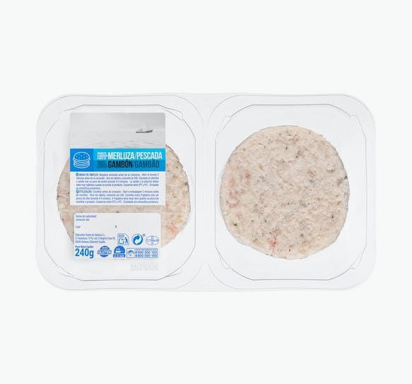 Hamburguesa de lluç i gambón d'Hacendado a la venda en Mercadona2