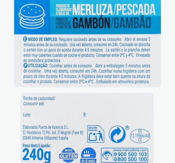 Hamburguesa de lluç i gambón d'Hacendado a la venda en Mercadona1