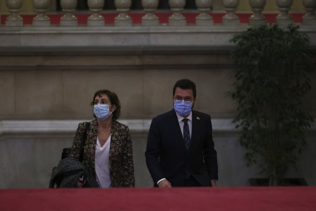 President Pere Aragonès llega al Parlament- Sergi Alcàzar