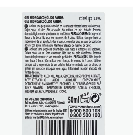 Gel desinfectante de Deliplus a la venta en Mercadona