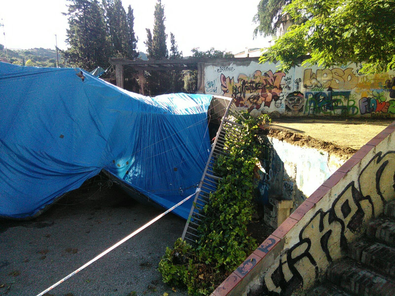 Bajos inundados y ovejas perseguidas por una riera