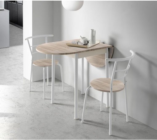 Conjunto de dos sillas y mesa con esquinas plegables a la venta en la web de Carrefour