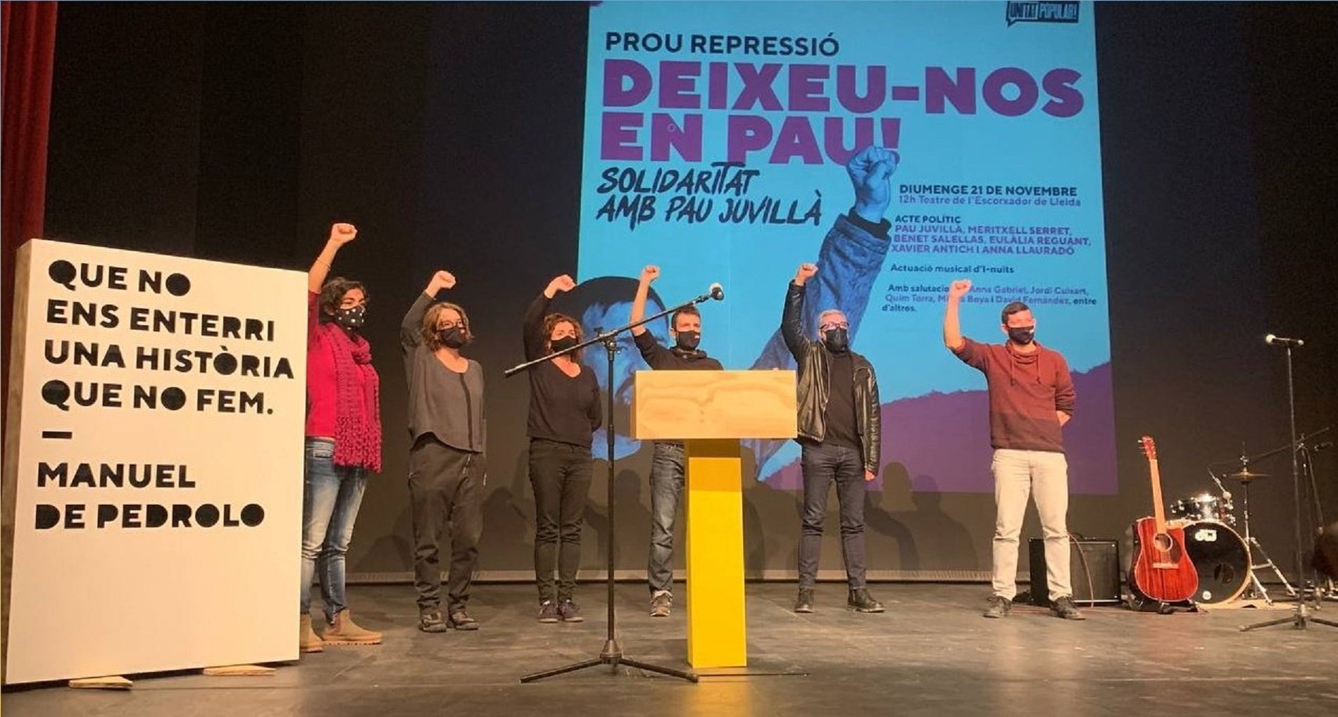 Acto de apoyo al represaliado Pau Juvillà en Lleida