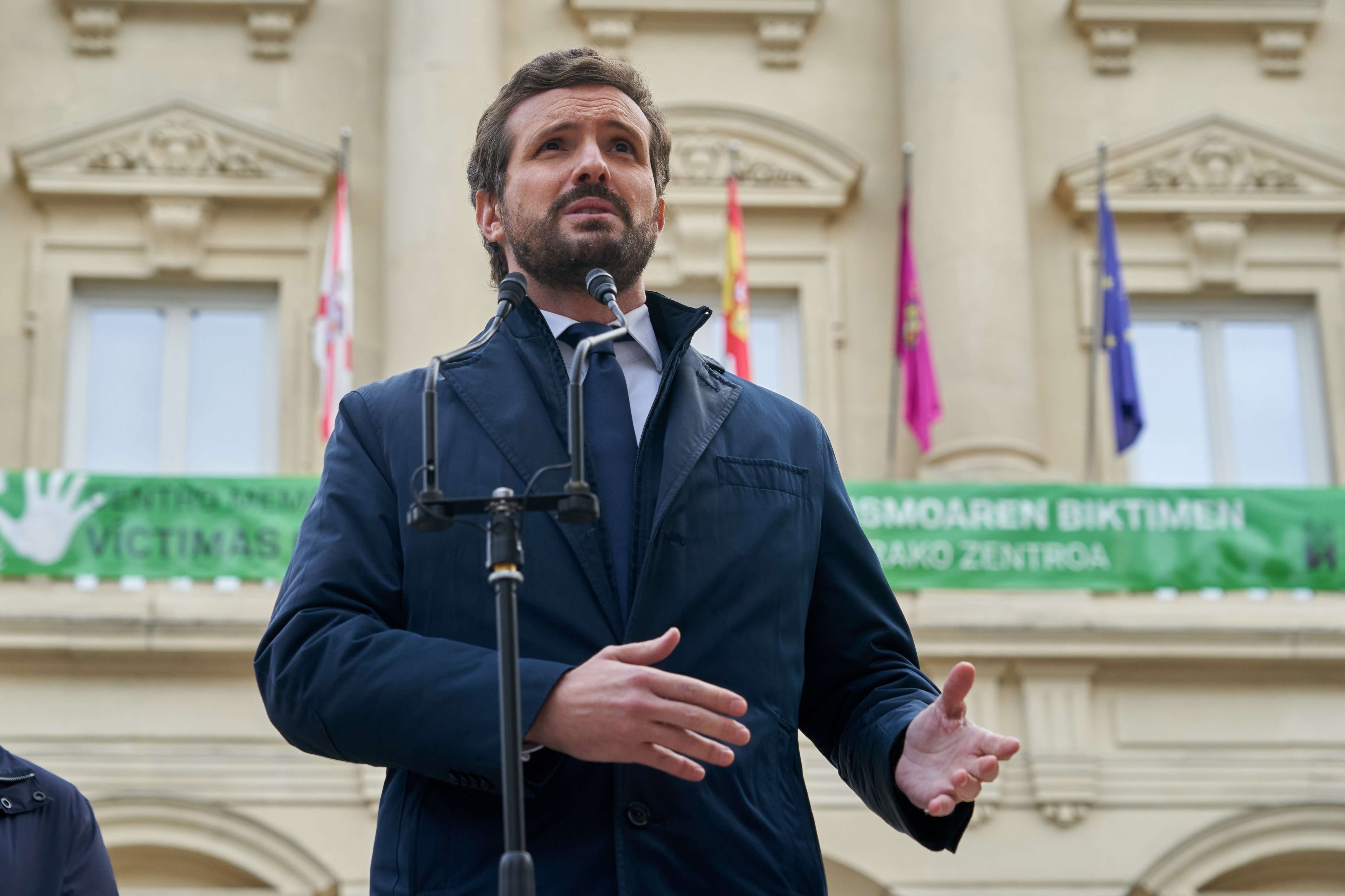 Spanish opposition leader Pablo Casado attends a mass in memory of Franco