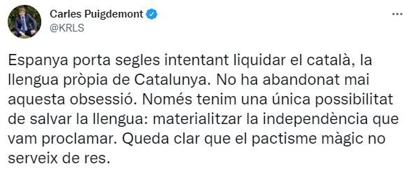 TUIT Carles Puigdemont Imposición Catalan