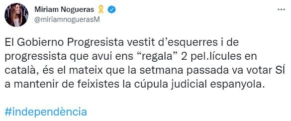 TUIT Miriam Nogueras Imposición castellano