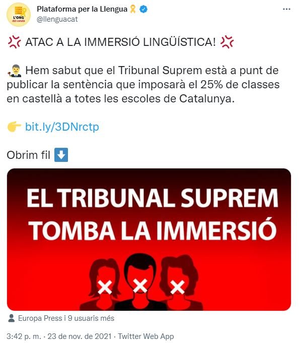TUIT Plataforma Llengua Imposición castellano