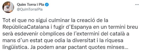 TUIT Quim Torra imposición castellano